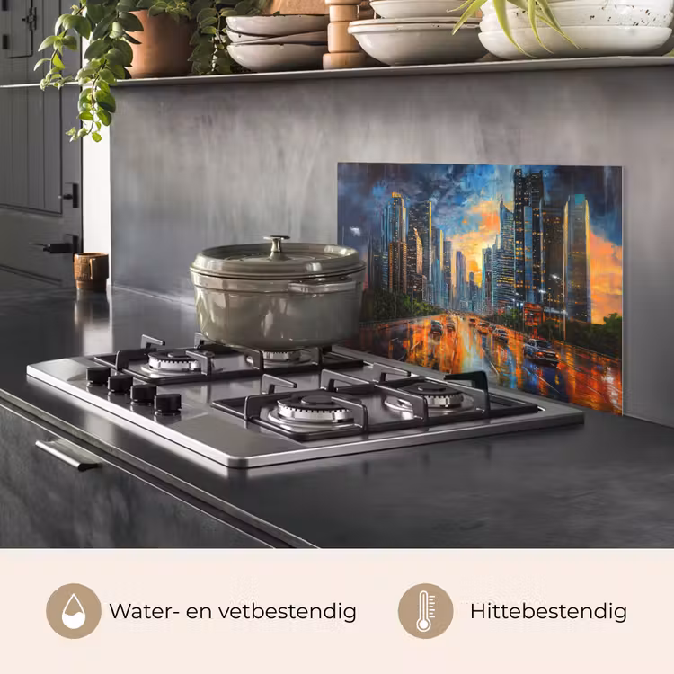 Auto - Skyline - Zon - Blauw keuken achterwand spatscherm klein -usp_NL