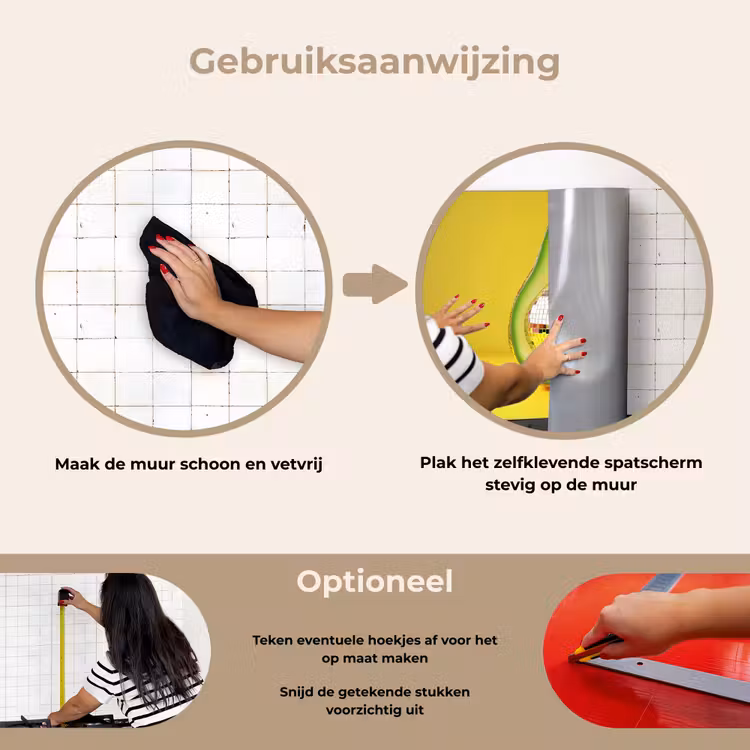 Avocado - Discobal - Geel - Glitter keuken achterwand spatscherm klein -gebruiksaanwijzing_NL
