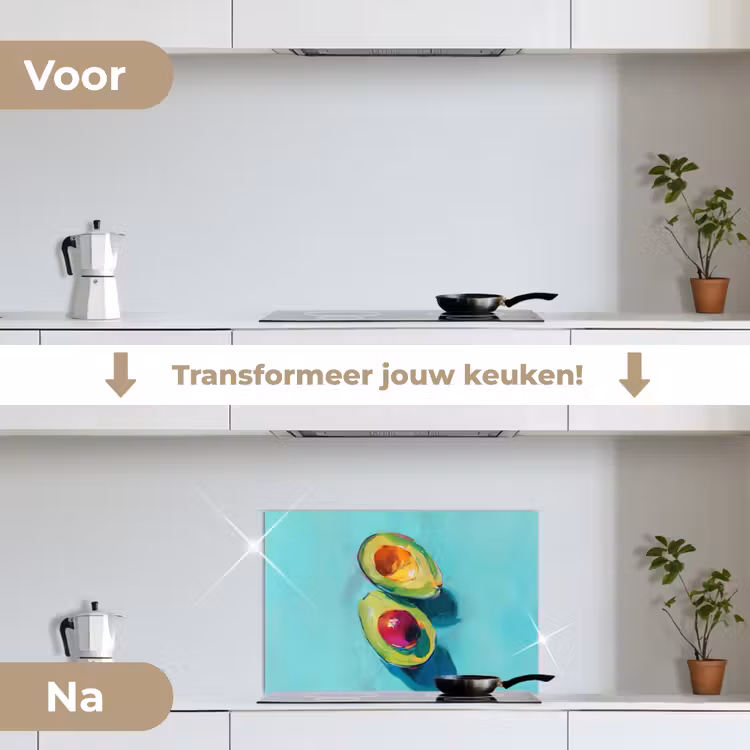 Avocado - Groen - Pit - Schaduw keuken achterwand spatscherm klein -voor_na_NL