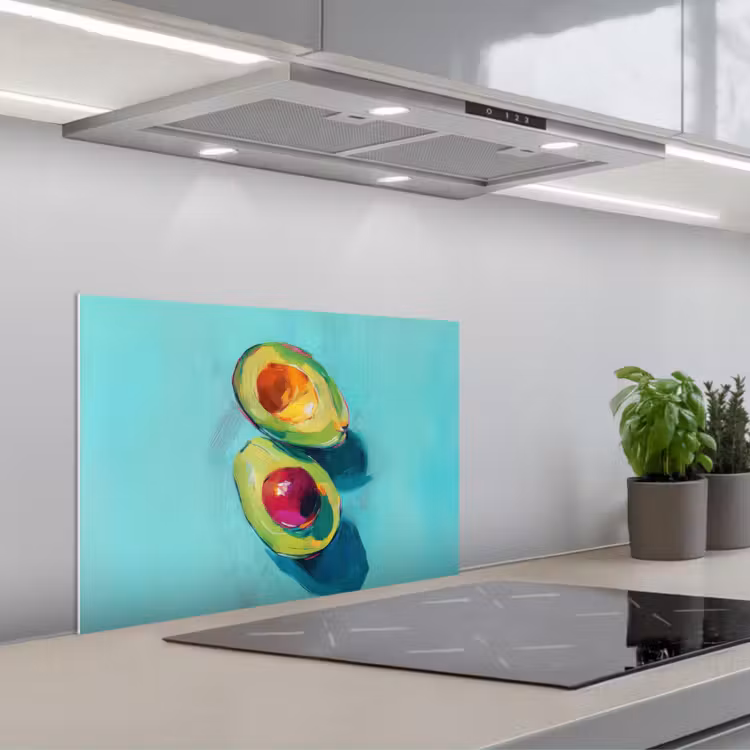 Avocado - Groen - Pit - Schaduw keuken achterwand spatscherm klein -3d_schuin