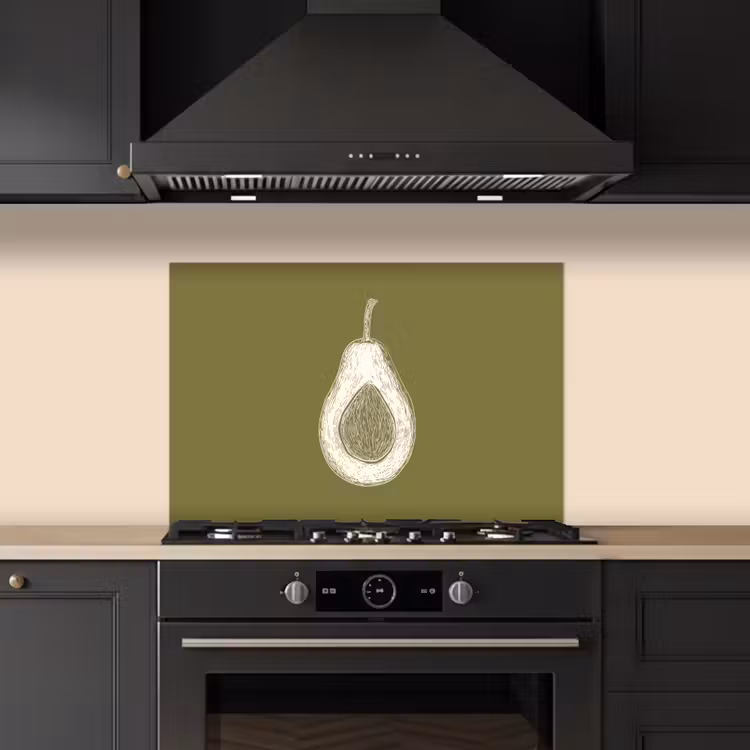 Avocado - Minimalistisch - Illustratie - Groen keuken achterwand spatscherm klein -sfeer1