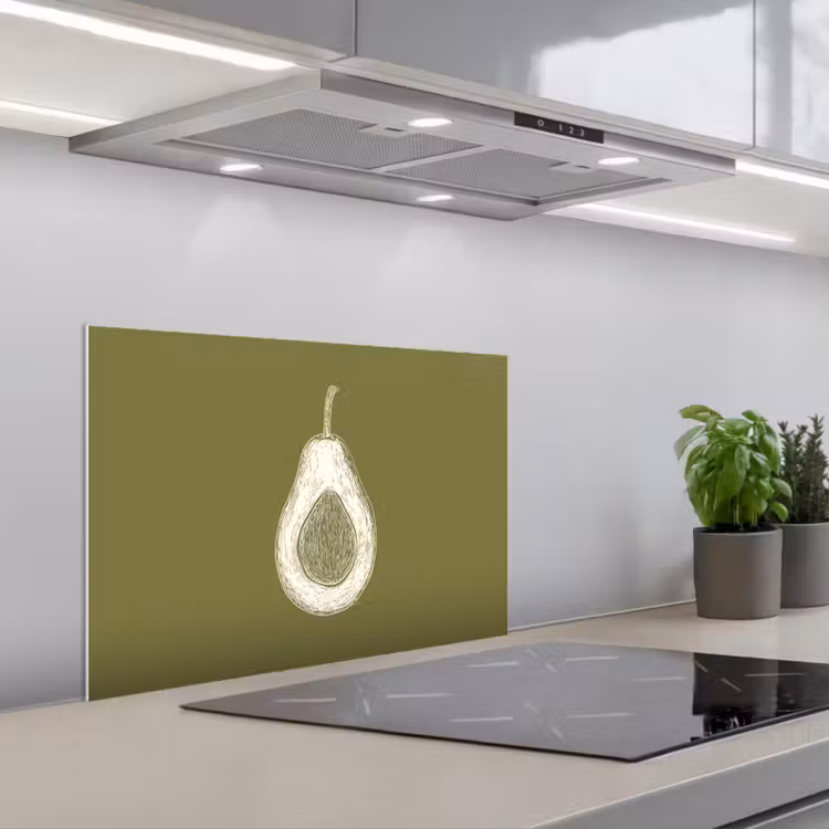 Avocado - Minimalistisch - Illustratie - Groen keuken achterwand spatscherm klein -3d_schuin