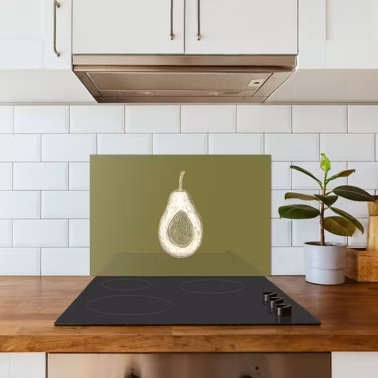 Avocado - Minimalistisch - Illustratie - Groen keuken achterwand spatscherm klein -sfeer2