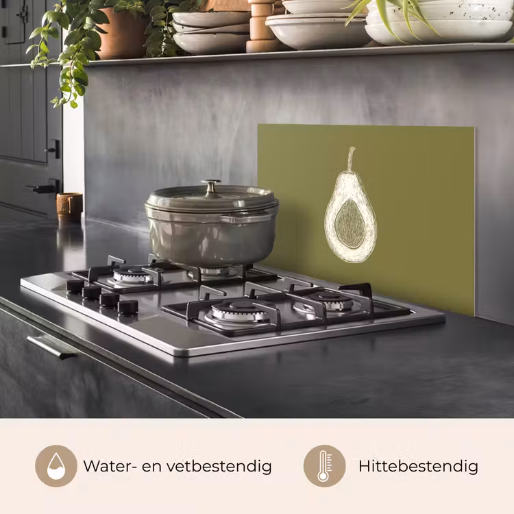 Avocado - Minimalistisch - Illustratie - Groen keuken achterwand spatscherm klein -usp_NL