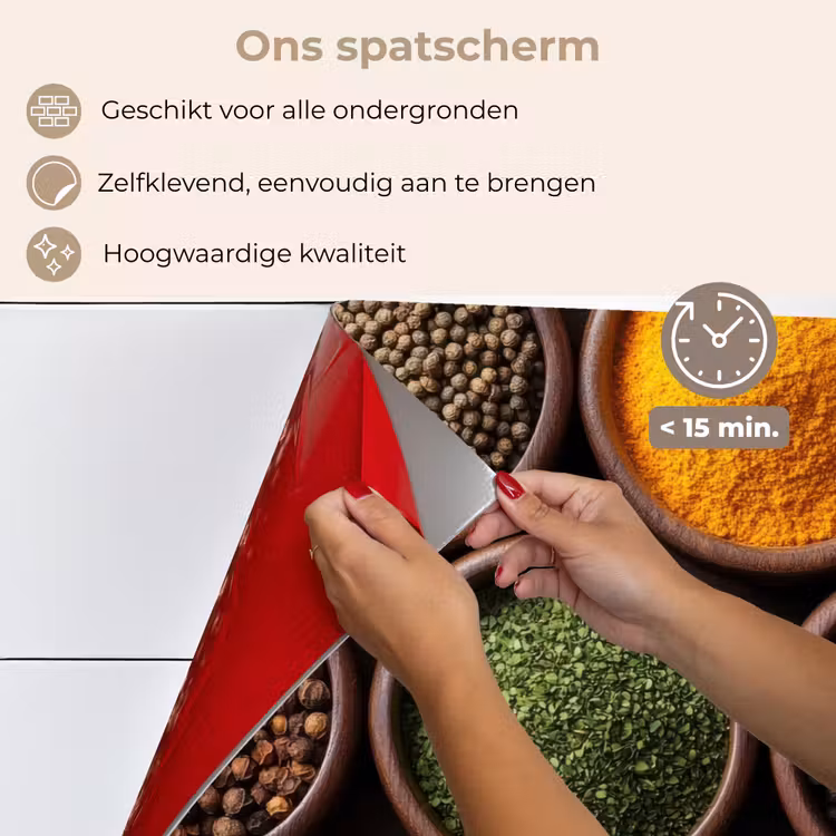 Bakjes - Hout - Kruiden - Kleurrijk keuken achterwand spatscherm klein -spatscherm_NL