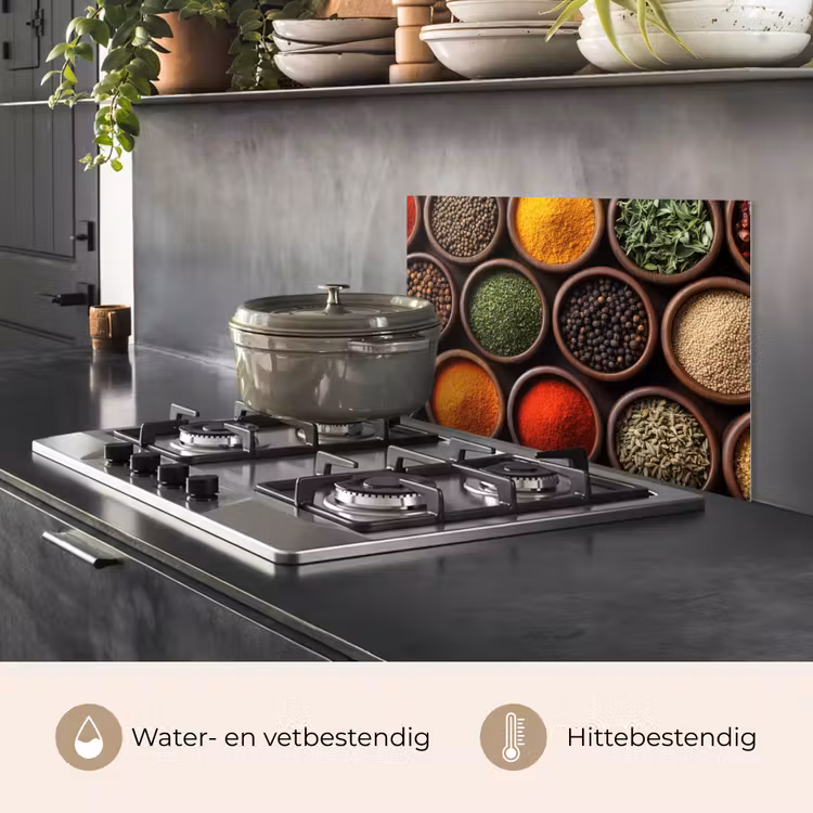Bakjes - Hout - Kruiden - Kleurrijk keuken achterwand spatscherm klein -usp_NL