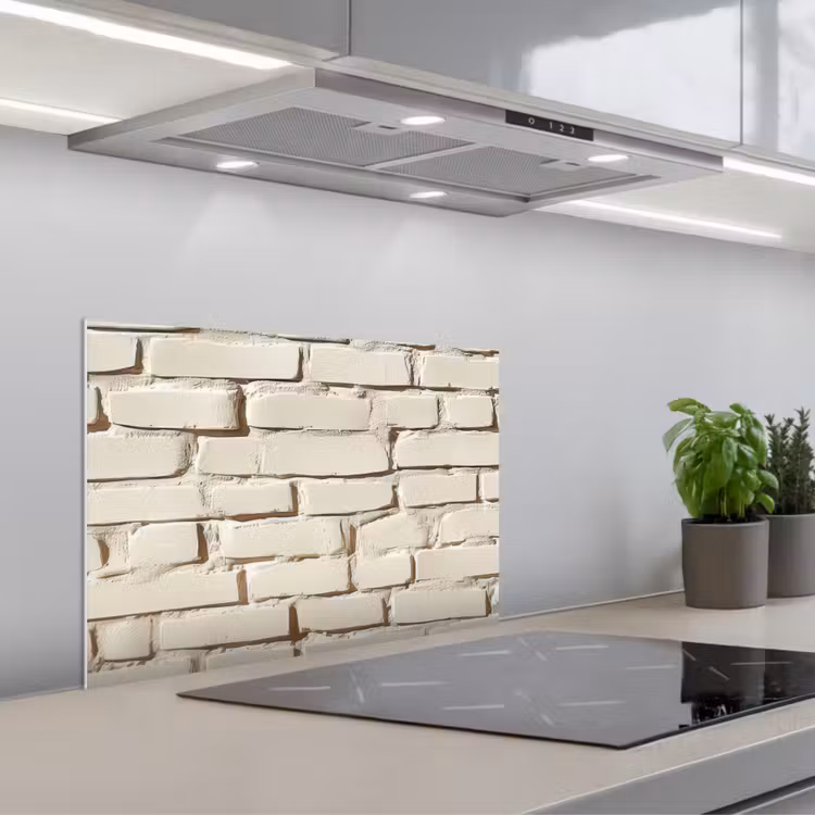 Bakstenen - Muur - Licht - Wit keuken achterwand spatscherm klein -3d_schuin