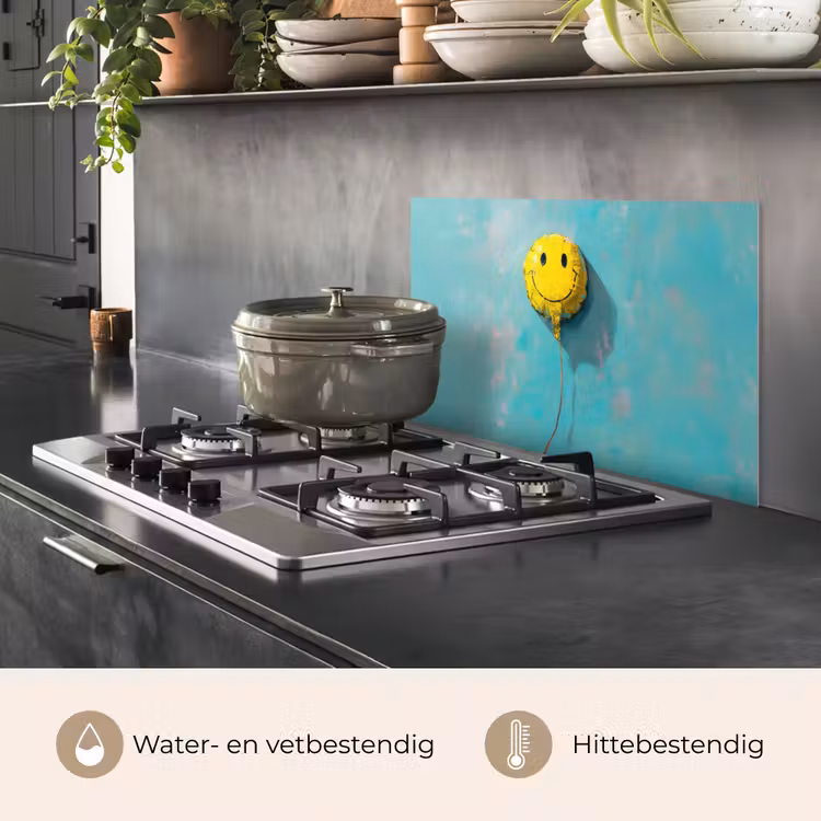 Ballon - Geel - Smiley keuken achterwand spatscherm klein -usp_NL