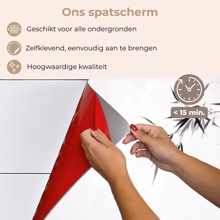 Bamboestammen - Water - Minimalistisch - Wit keuken achterwand spatscherm klein -spatscherm_NL