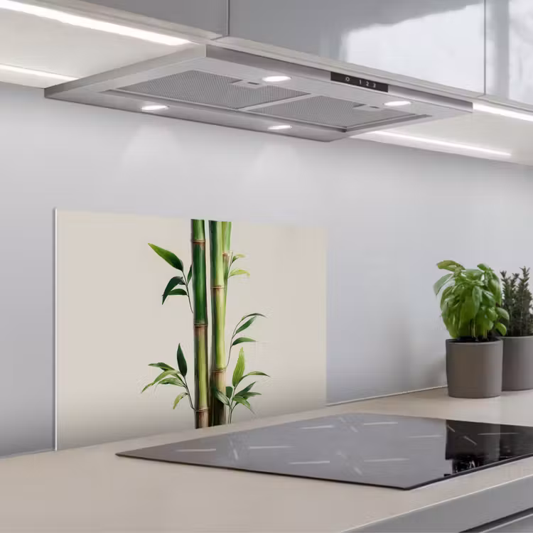 Bamboestengels - Sierlijk - Groen keuken achterwand spatscherm klein -3d_schuin