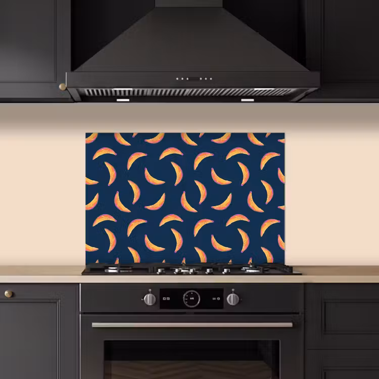 Banaan - Tropisch - Blauw - Patroon keuken achterwand spatscherm klein 900 -sfeer1