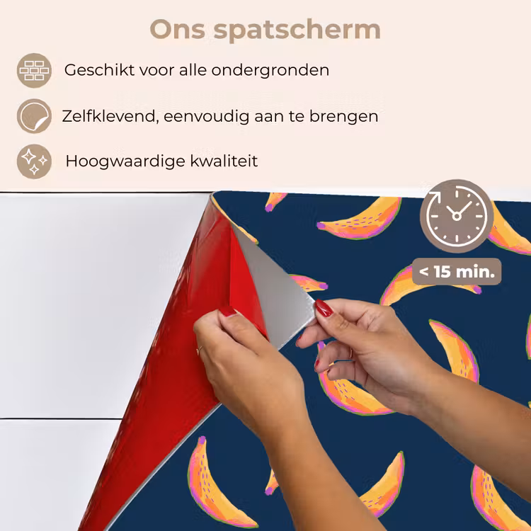 Banaan - Tropisch - Blauw - Patroon keuken achterwand spatscherm klein 900 -spatscherm_NL