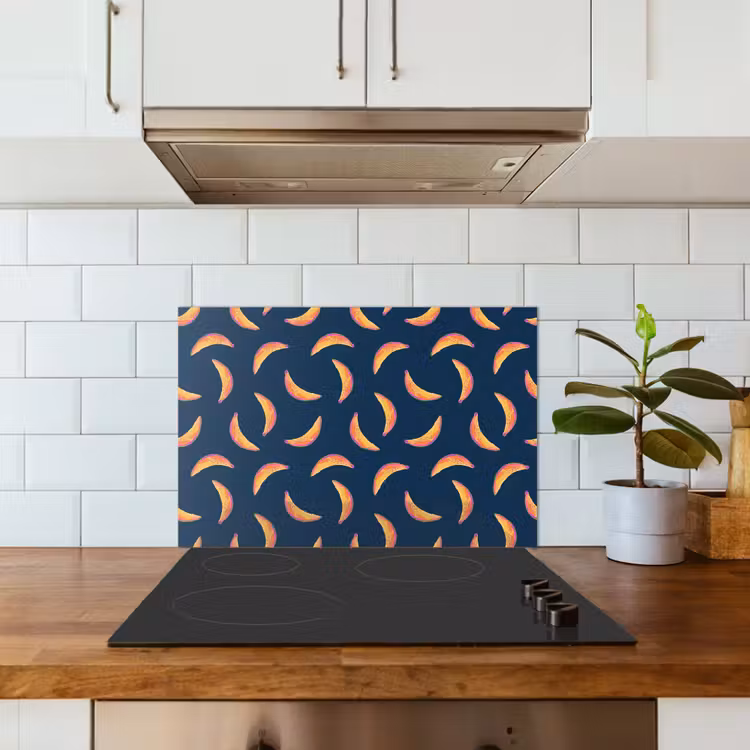 Banaan - Tropisch - Blauw - Patroon keuken achterwand spatscherm klein 900 -sfeer2