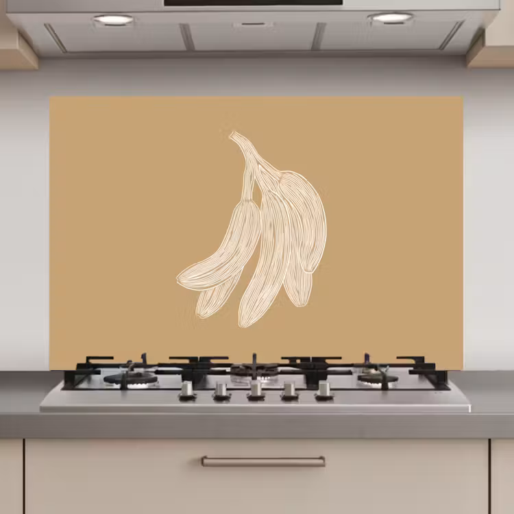 Bananen - Beige - Lijntekening - Minimalistisch keuken achterwand spatscherm klein -3d_website