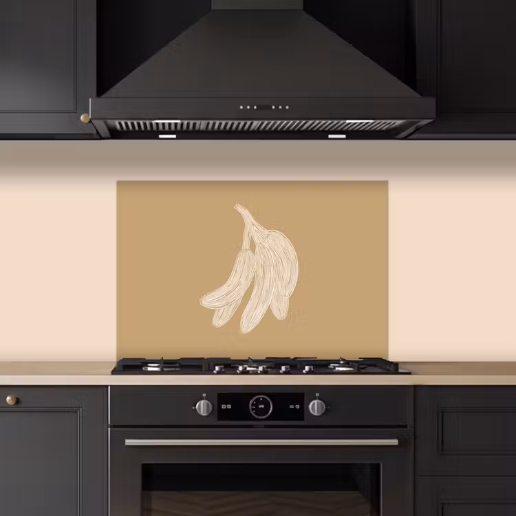 Bananen - Beige - Lijntekening - Minimalistisch keuken achterwand spatscherm klein -sfeer1
