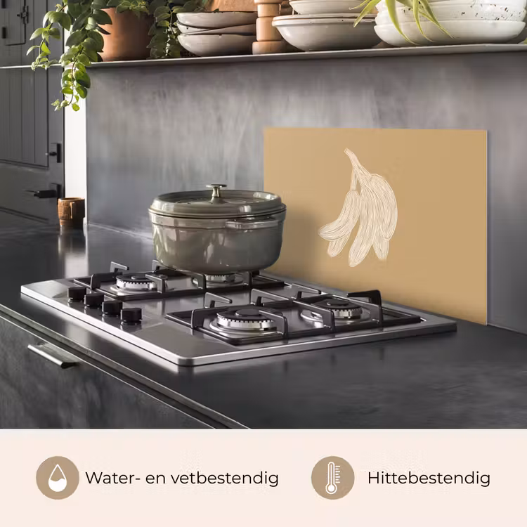 Bananen - Beige - Lijntekening - Minimalistisch keuken achterwand spatscherm klein -usp_NL