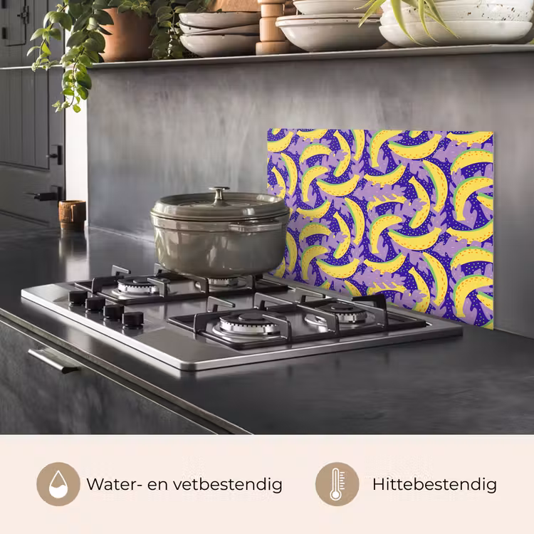Bananen - Bladeren - Paars keuken achterwand spatscherm klein 900 -usp_NL