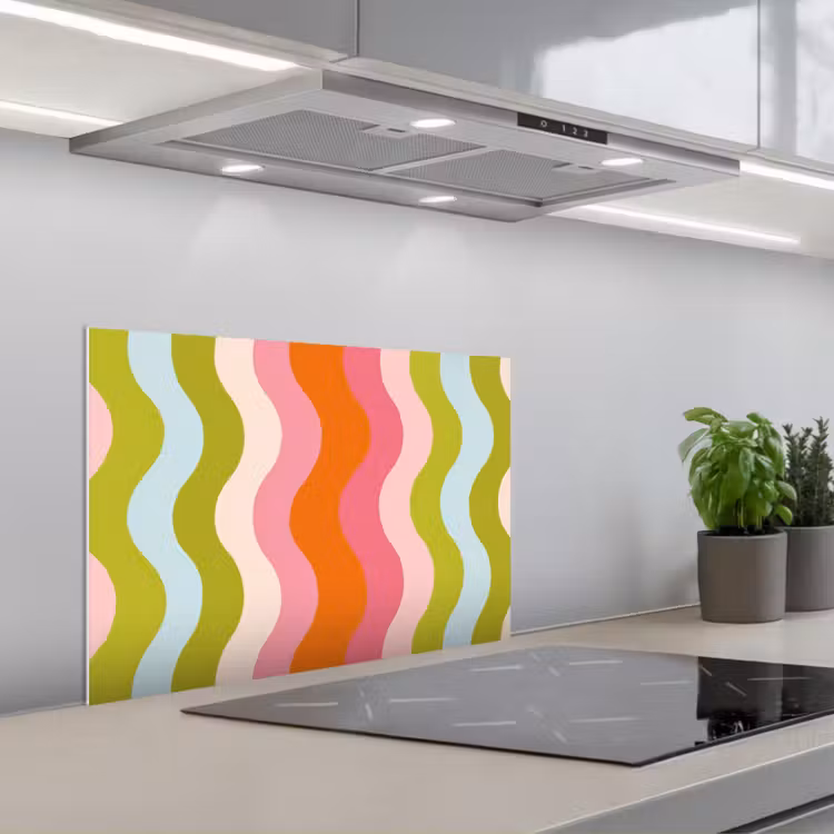 Banen - Golven - Kleurrijk - Verticaal keuken achterwand spatscherm klein -3d_schuin