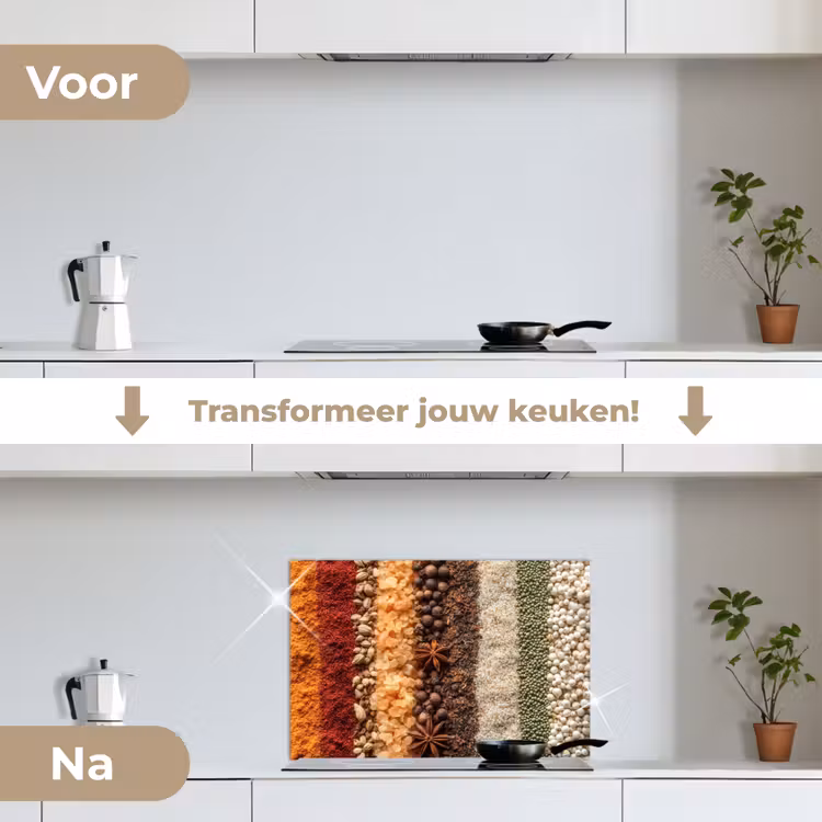 Banen - Verticaal - Kruiden - Variatie keuken achterwand spatscherm klein -voor_na_NL