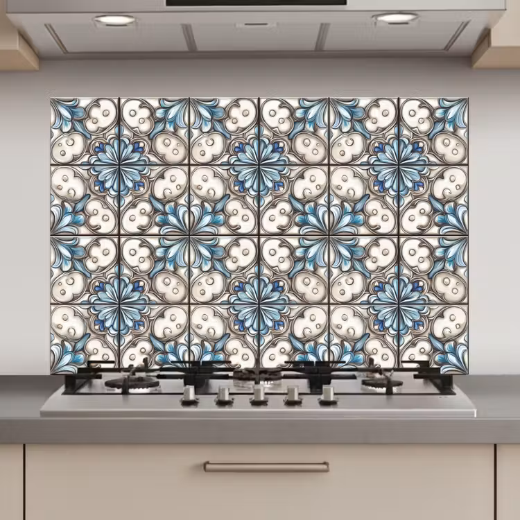 Barok - Tegel - Kleurrijk keuken achterwand spatscherm klein 900 -3d_website