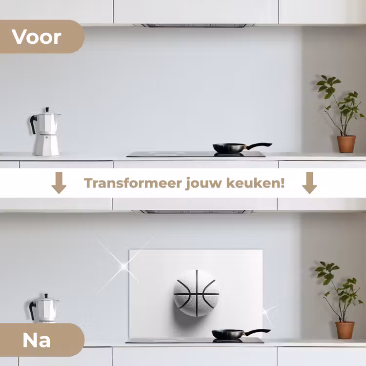 Basketbal - Wit - Schaduw - Lijnen keuken achterwand spatscherm klein -voor_na_NL