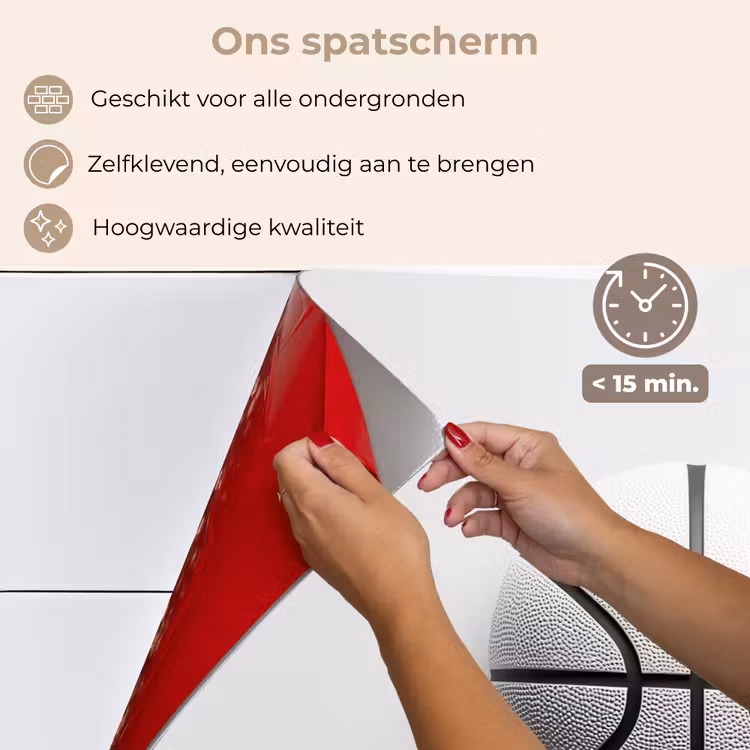 Basketbal - Wit - Schaduw - Lijnen keuken achterwand spatscherm klein -spatscherm_NL