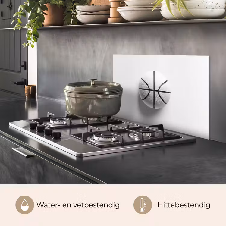 Basketbal - Wit - Schaduw - Lijnen keuken achterwand spatscherm klein -usp_NL