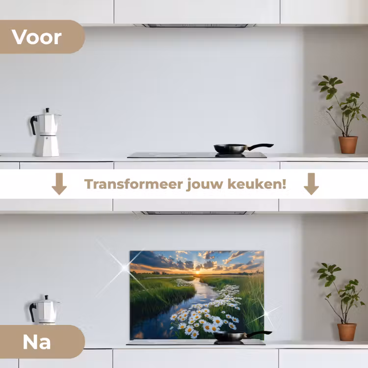 Beekje - Landschap - Margriet keuken achterwand spatscherm klein -voor_na_NL