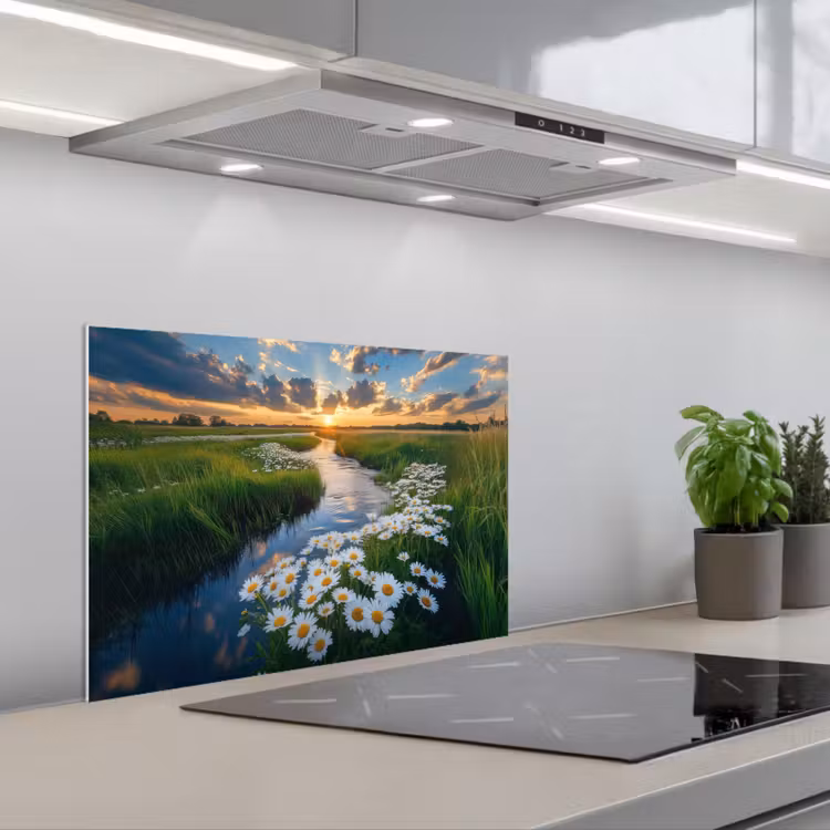 Beekje - Landschap - Margriet keuken achterwand spatscherm klein -3d_schuin