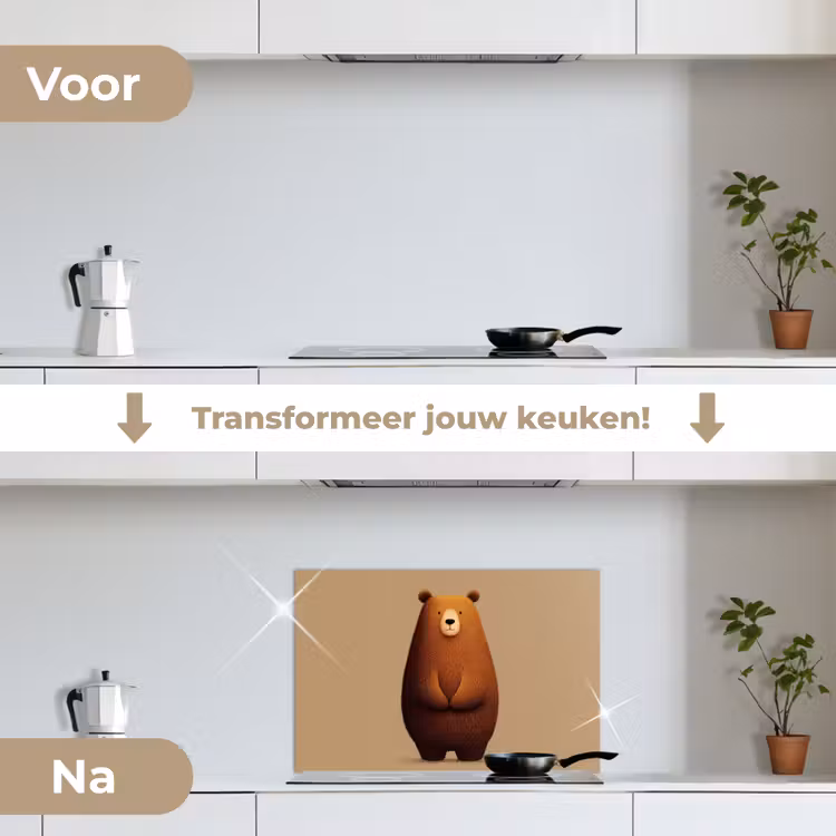 Beer - Minimalistisch - Bruin keuken achterwand spatscherm klein -voor_na_NL
