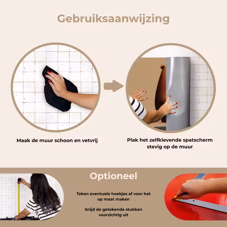 Beer - Minimalistisch - Bruin keuken achterwand spatscherm klein -gebruiksaanwijzing_NL
