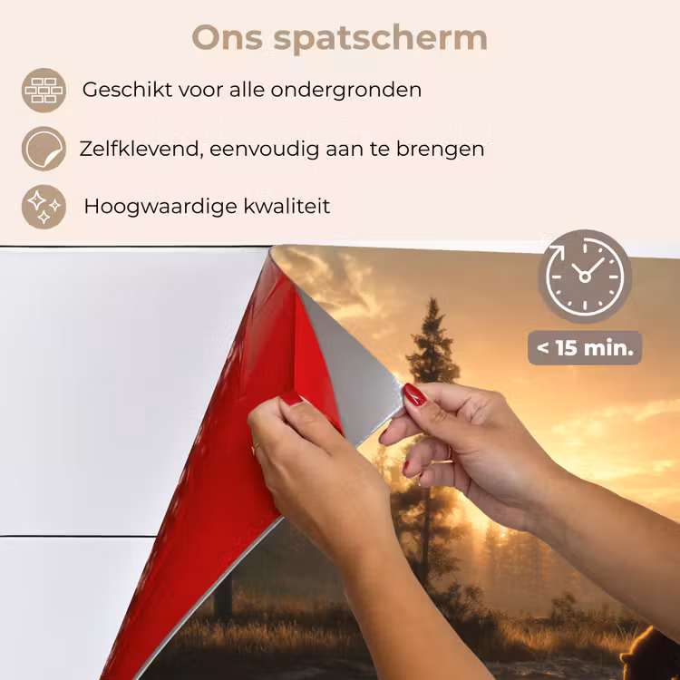 Beer - water - Bos - Ochtendlicht keuken achterwand spatscherm klein -spatscherm_NL