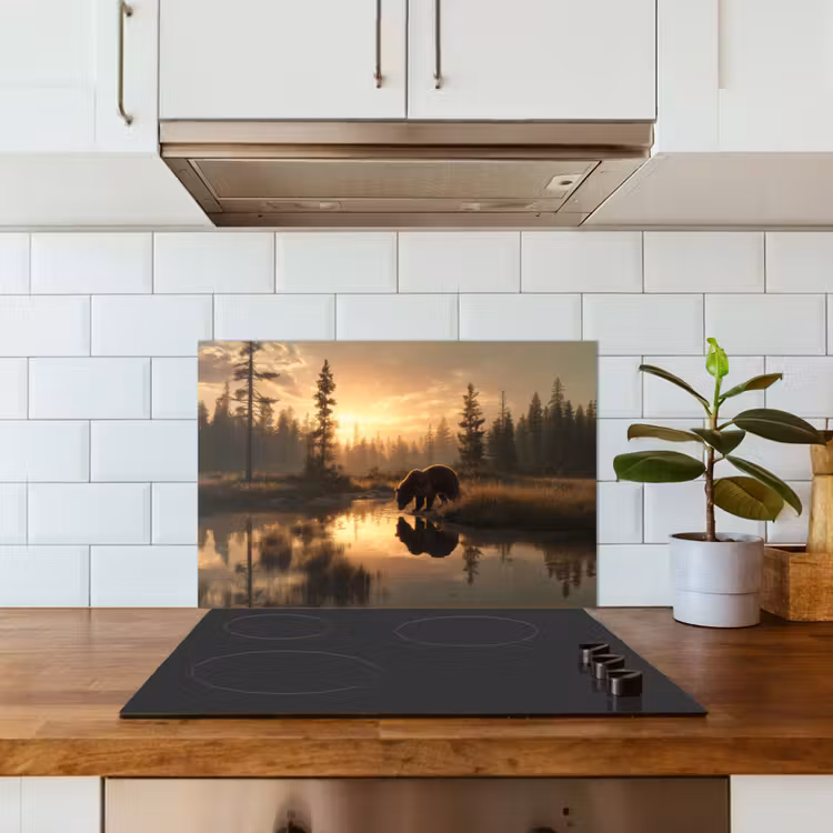 Beer - water - Bos - Ochtendlicht keuken achterwand spatscherm klein -sfeer2