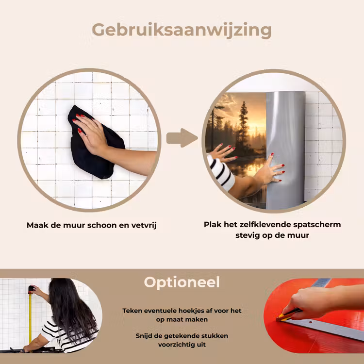 Beer - water - Bos - Ochtendlicht keuken achterwand spatscherm klein -gebruiksaanwijzing_NL