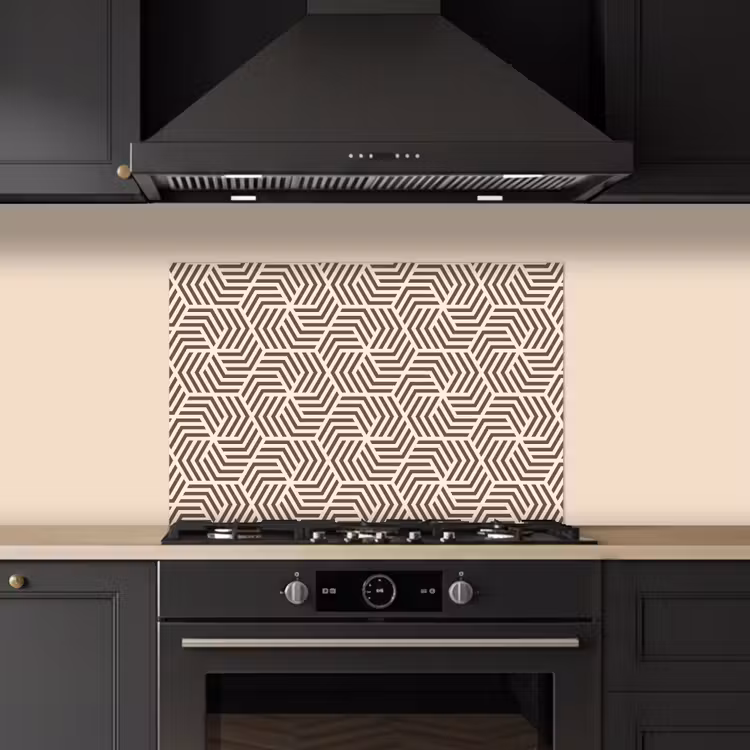 Beige - Bruin - Patroon - Strepen keuken achterwand spatscherm klein 900 -sfeer1