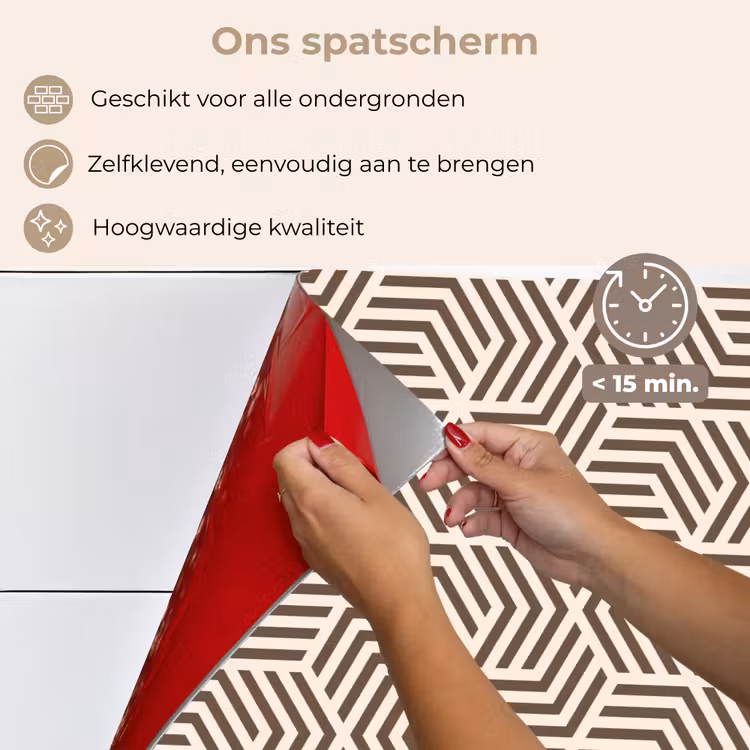 Beige - Bruin - Patroon - Strepen keuken achterwand spatscherm klein 900 -spatscherm_NL