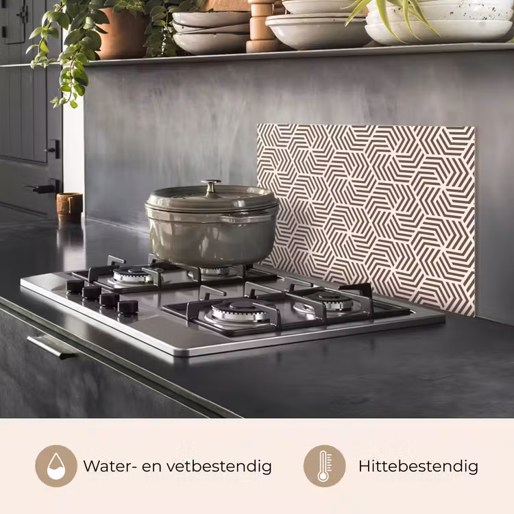 Beige - Bruin - Patroon - Strepen keuken achterwand spatscherm klein 900 -usp_NL