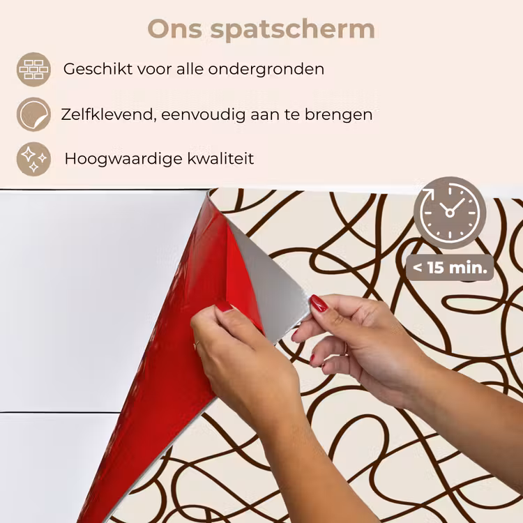 Beige - Lijnen - Donkerbruin keuken achterwand spatscherm klein 900 -spatscherm_NL