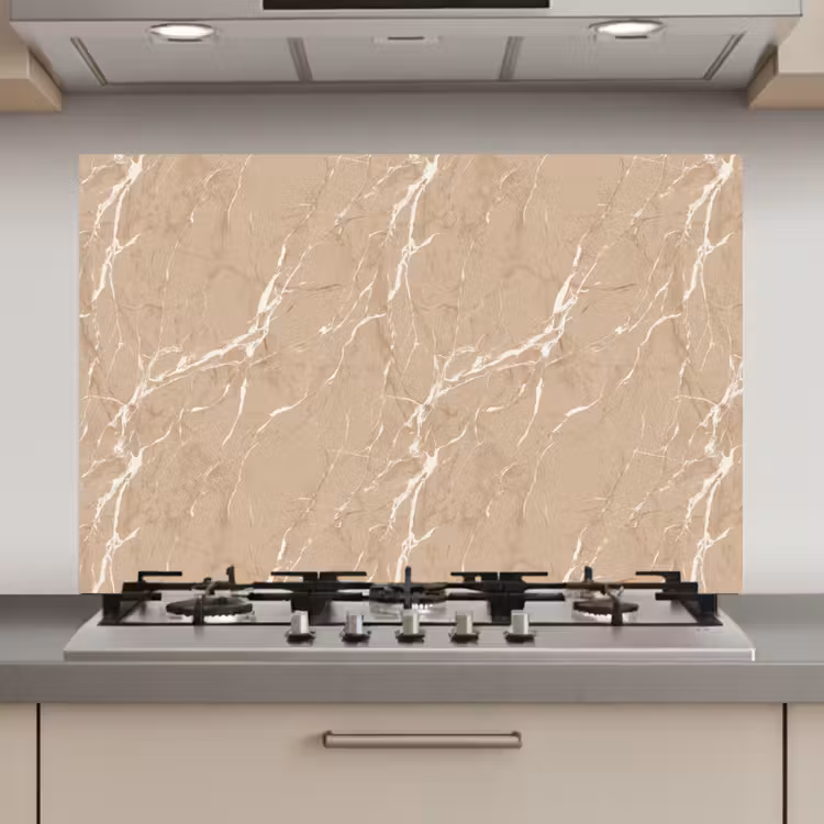 Beige - Marmer - Organisch - Wit keuken achterwand spatscherm klein 900 -3d_website
