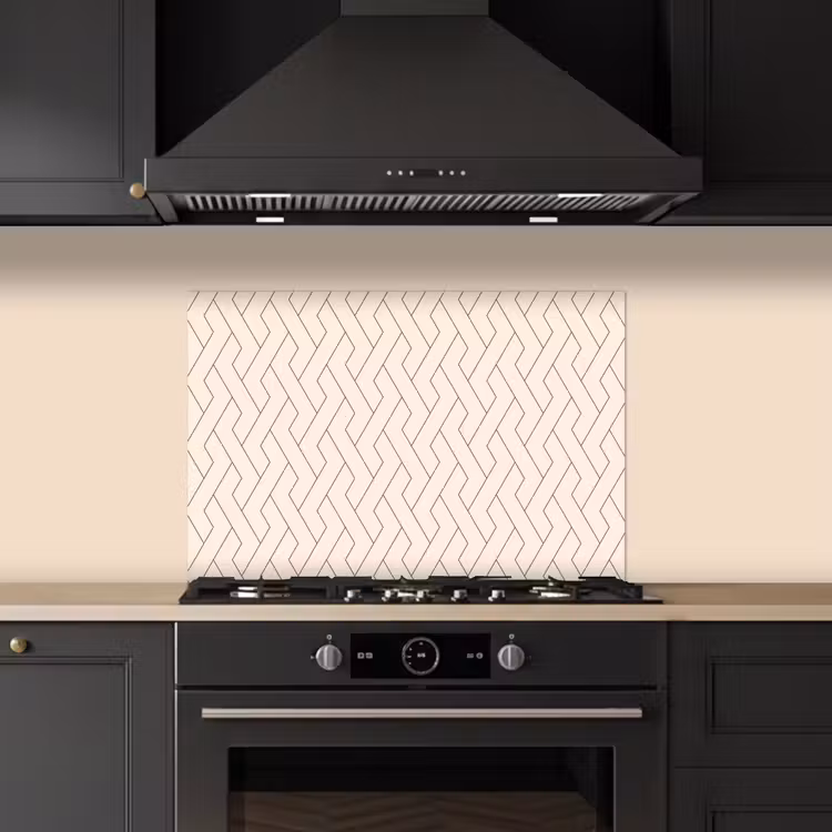 Beige - Zigzag - Patroon keuken achterwand spatscherm klein 900 -sfeer1