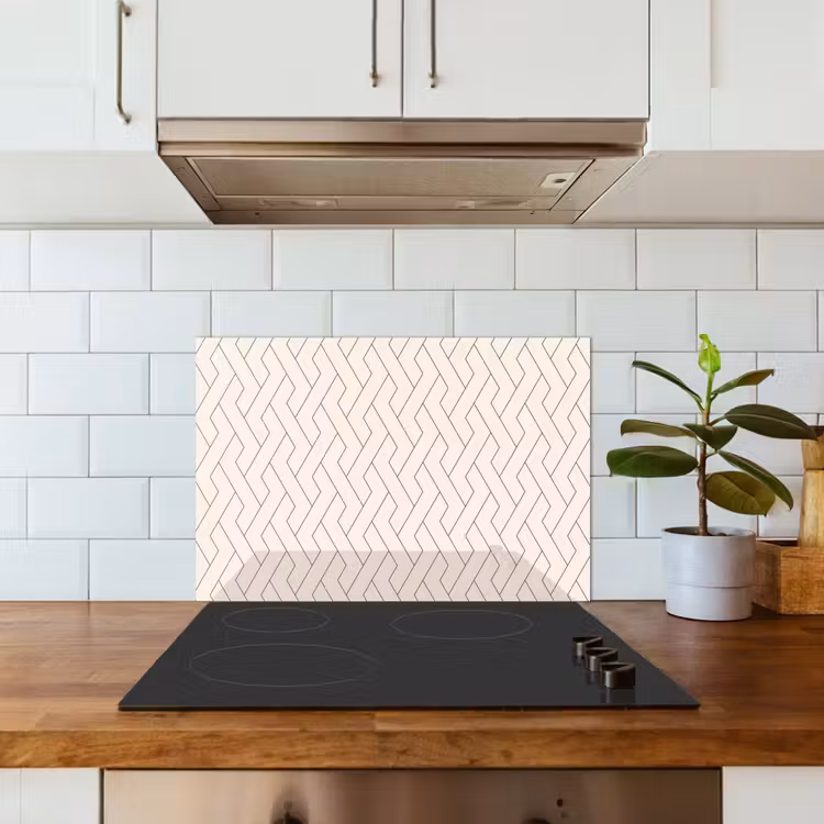 Beige - Zigzag - Patroon keuken achterwand spatscherm klein 900 -sfeer2