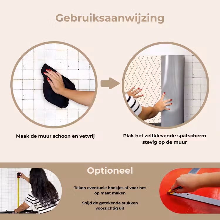 Beige - Zigzag - Patroon keuken achterwand spatscherm klein 900 -gebruiksaanwijzing_NL