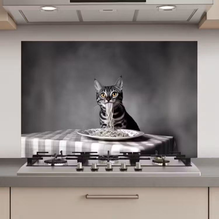 Bengaal - Kat - Tafelkleed - Zwart - Wit - Dier keuken achterwand spatscherm klein -3d_website