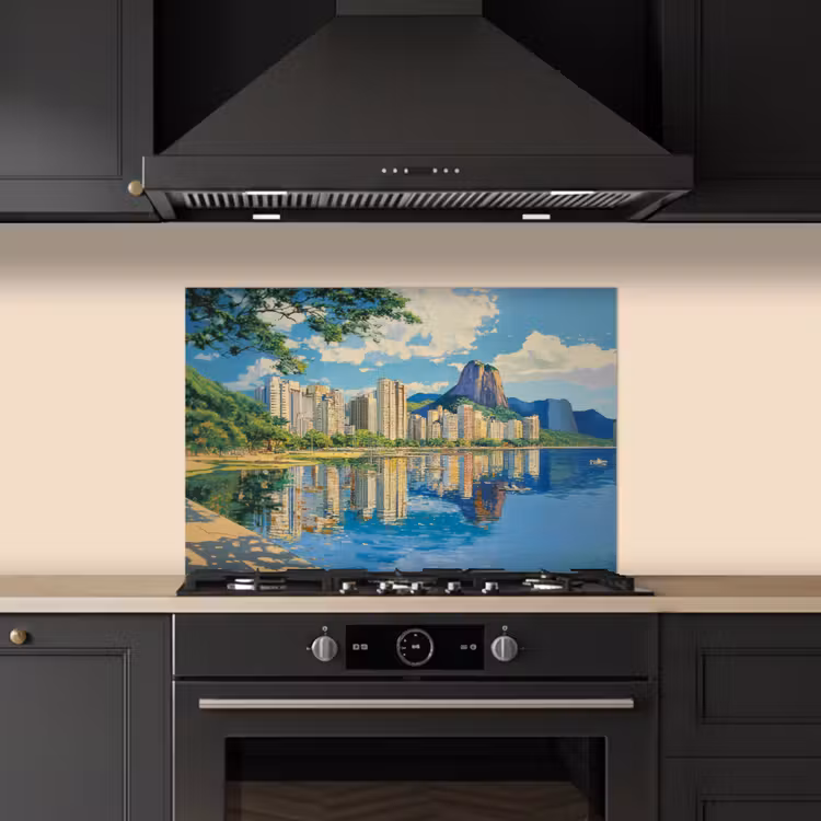 Berg - Skyline - Strand - Water keuken achterwand spatscherm klein -sfeer1
