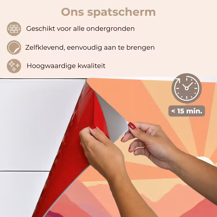 Bergen - Abstract - Zonnestralen - Roze keuken achterwand spatscherm klein -spatscherm_NL