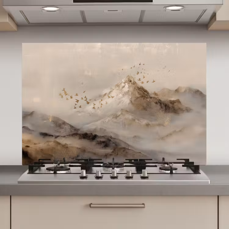 Berglandschap - Mist - Penseelstreken keuken achterwand spatscherm klein -3d_website