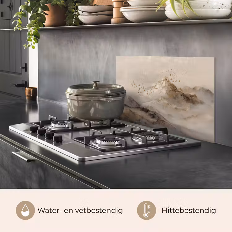 Berglandschap - Mist - Penseelstreken keuken achterwand spatscherm klein -usp_NL