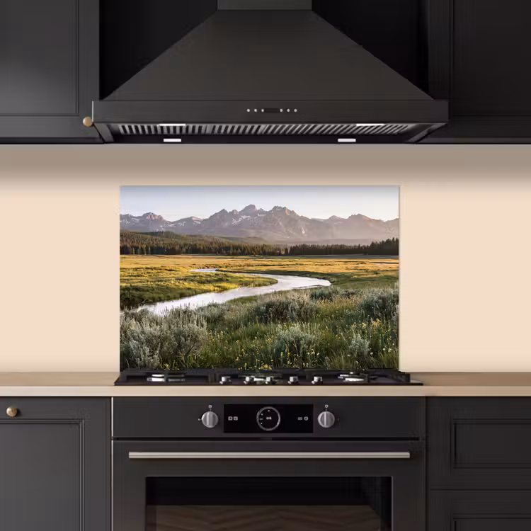 Berglandschap - Rivier - Bos keuken achterwand spatscherm klein -sfeer1