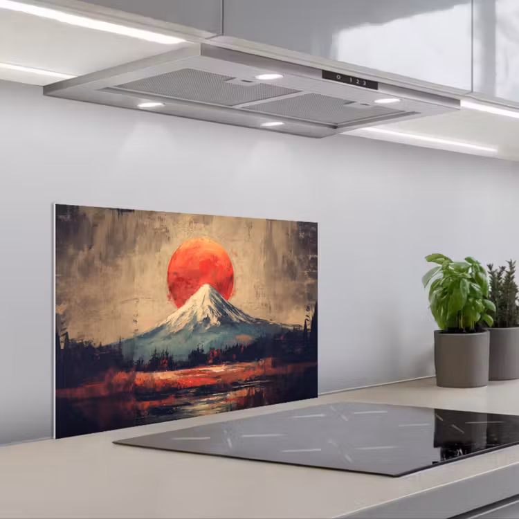 Bergtop - Sneeuw - Zon keuken achterwand spatscherm klein -3d_schuin