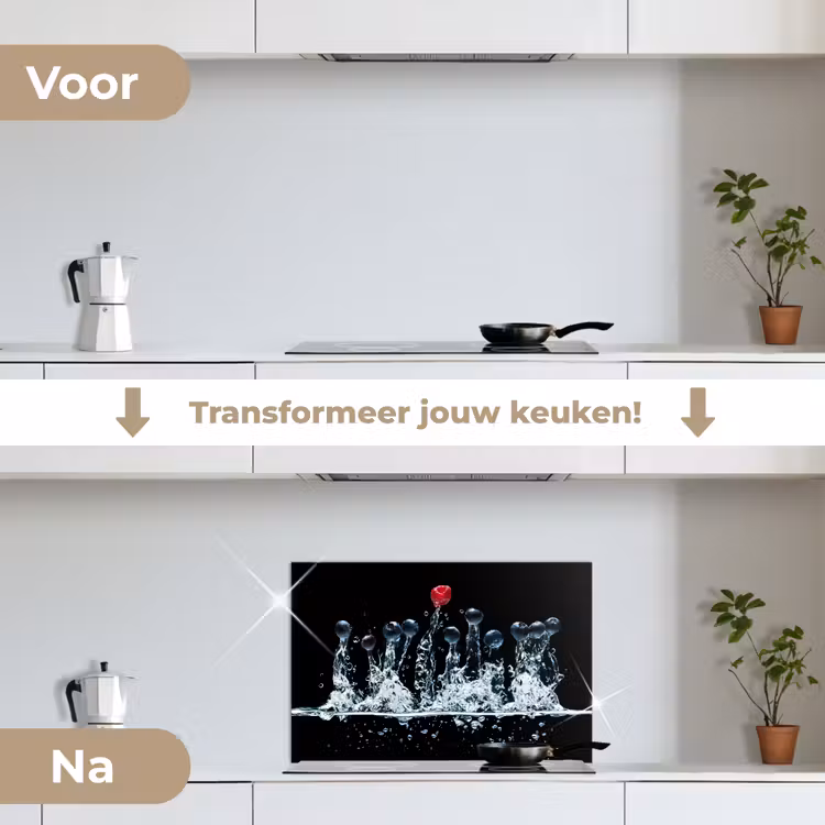 Bessen - Water - Zwart - Fruit - Framboos keuken achterwand spatscherm klein -voor_na_NL